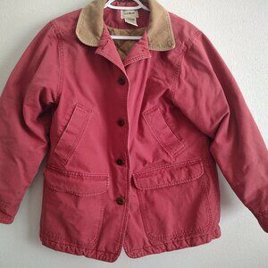 LL Bean Chore Barn Coat Women's Medium Petite - Red Jacket Distressed